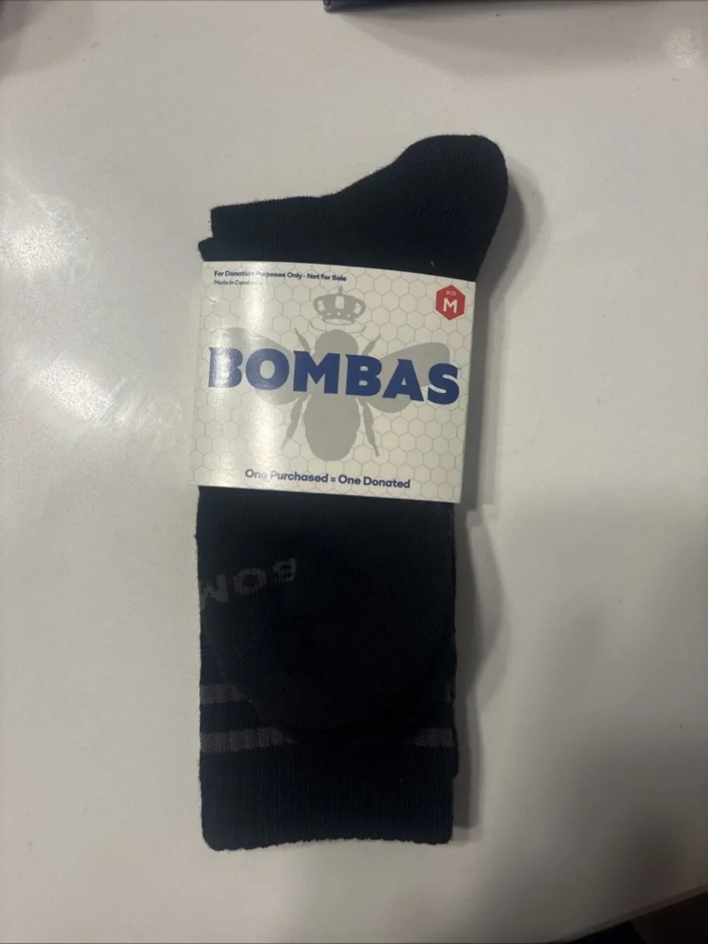 New Bombas Calf Socks Black Grey Stripe Crown Logo Honeycomb Arch Support Medium